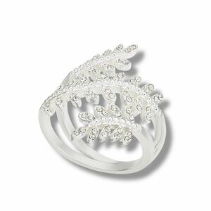 Charter’s Club Silver Plated Crystal Leaf Wrap Ring Size 7 (#5)